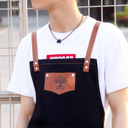 ผ้ากันเปื้อนลายป่ายีนส์เดนิมชุดคลุมทำผม