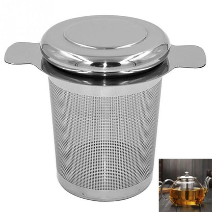 ที่กรองชาสแตนเลสพร้อมฝาปิดเป็นถาดกรองชาหยด, Stainless Steel Tea Infuser