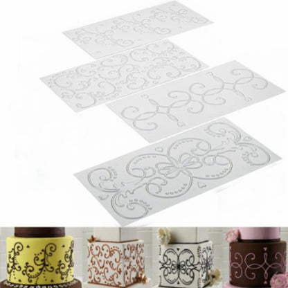 แม่พิมพ์พิมพ์เค้ก DIY Wexture 2 ชุด, Plaid pattern, Roll rattan