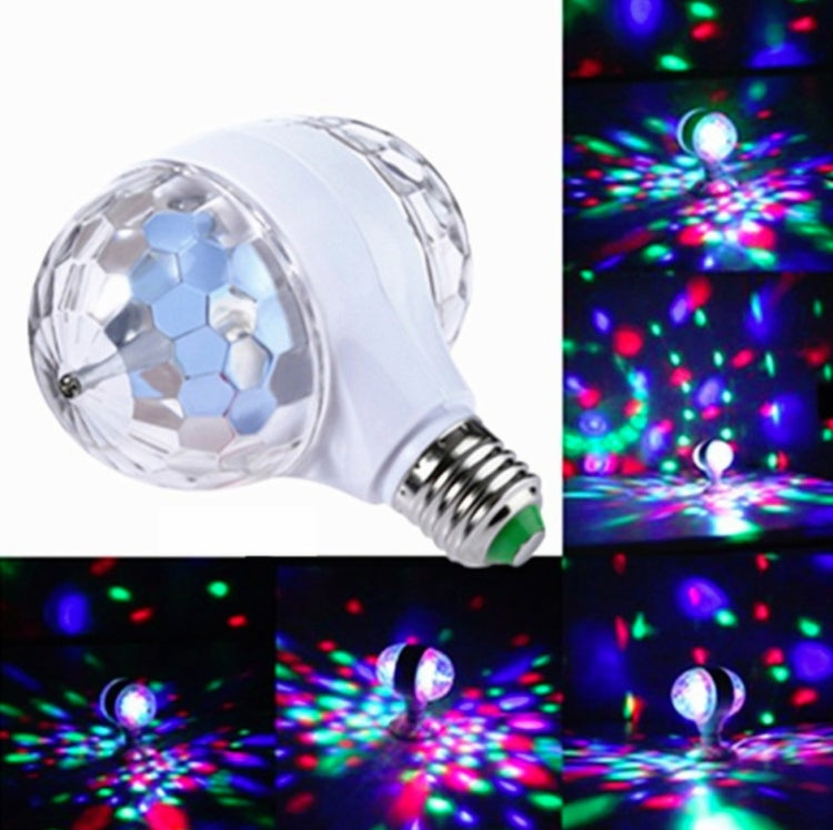 E27 6W LED Double Head หลอดไฟสีสันสดใสหมุน Magic Ball Stage แสงเลเซอร์โปรเจคเตอร์ E27
