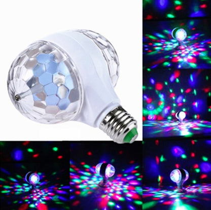 E27 6W LED Double Head หลอดไฟสีสันสดใสหมุน Magic Ball Stage แสงเลเซอร์โปรเจคเตอร์ E27
