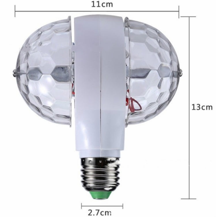 E27 6W LED Double Head หลอดไฟสีสันสดใสหมุน Magic Ball Stage แสงเลเซอร์โปรเจคเตอร์ E27