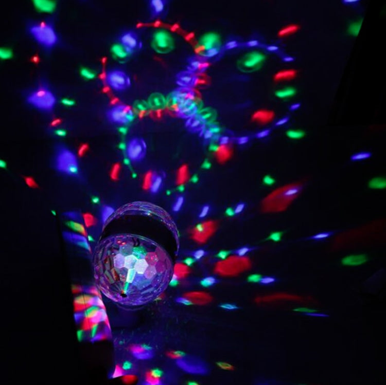 E27 6W LED Double Head หลอดไฟสีสันสดใสหมุน Magic Ball Stage แสงเลเซอร์โปรเจคเตอร์ E27