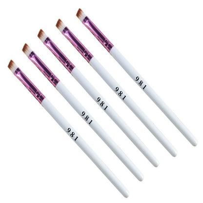 5 ชิ้นด้ามไม้สีขาวแปรงคิ้ว Beveled แปรงคิ้วแปรงอายแชโดว์