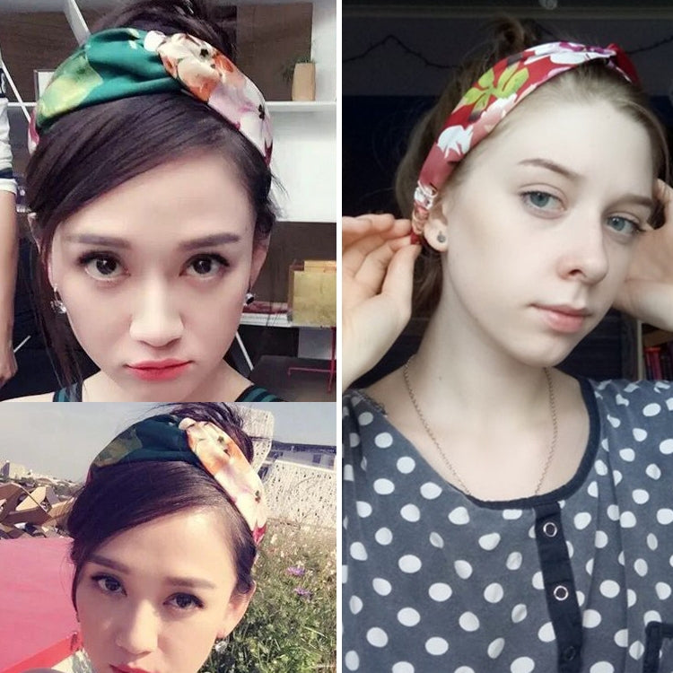 5 ชิ้น Retro ดอกไม้พิมพ์สุภาพสตรีคลาสสิกวงผมข้าม