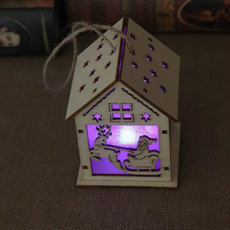 คริสต์มาสส่องสว่างบ้านไม้ตกแต่งต้นคริสต์มาสแขวนเครื่องประดับ DIY ของขวัญตกแต่งหน้าต่าง, Small Pulling Santa Claus, Small Crutches Santa, Small House, Small Elk, Large Snowman, Large Santa, Large Elk