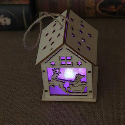 คริสต์มาสส่องสว่างบ้านไม้ตกแต่งต้นคริสต์มาสแขวนเครื่องประดับ DIY ของขวัญตกแต่งหน้าต่าง, Small Pulling Santa Claus, Small Crutches Santa, Small House, Small Elk, Large Snowman, Large Santa, Large Elk