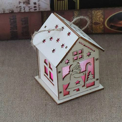 คริสต์มาสส่องสว่างบ้านไม้ตกแต่งต้นคริสต์มาสแขวนเครื่องประดับ DIY ของขวัญตกแต่งหน้าต่าง, Small Pulling Santa Claus, Small Crutches Santa, Small House, Small Elk, Large Snowman, Large Santa, Large Elk