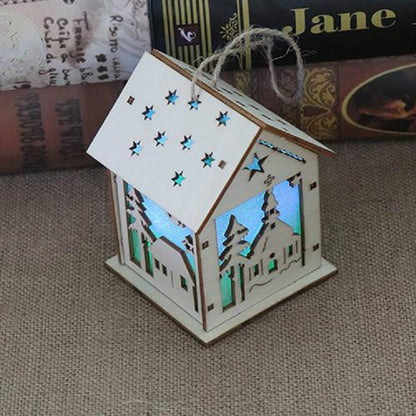 คริสต์มาสส่องสว่างบ้านไม้ตกแต่งต้นคริสต์มาสแขวนเครื่องประดับ DIY ของขวัญตกแต่งหน้าต่าง, Small Pulling Santa Claus, Small Crutches Santa, Small House, Small Elk, Large Snowman, Large Santa, Large Elk