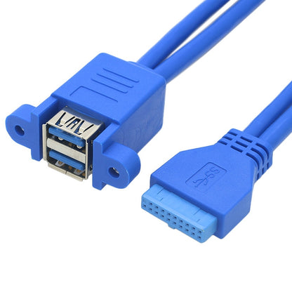 เมนบอร์ด 20pin เปิดสายต่อ USB3.0 คู่พร้อมสายหูฟัง, Blue