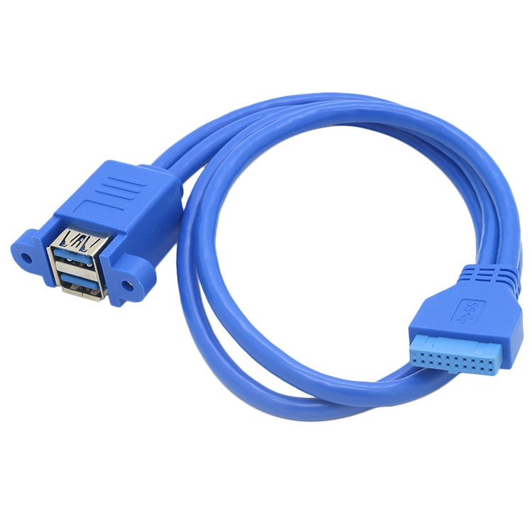 เมนบอร์ด 20pin เปิดสายต่อ USB3.0 คู่พร้อมสายหูฟัง, Blue