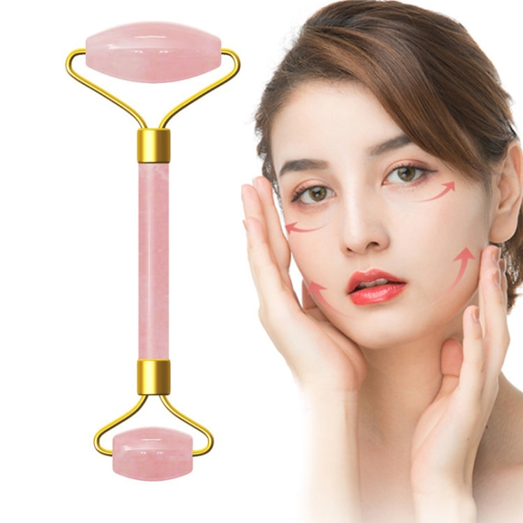 ลูกกลิ้งนวดหัวคู่ธรรมชาติRoseคริสตัลควอตซ์หยกหินป้องกันเซลลูไลท์ริ้วรอยFacial Body Beautyสุขภาพเครื่องมือ