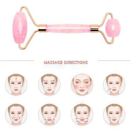 ลูกกลิ้งนวดหัวคู่ธรรมชาติRoseคริสตัลควอตซ์หยกหินป้องกันเซลลูไลท์ริ้วรอยFacial Body Beautyสุขภาพเครื่องมือ