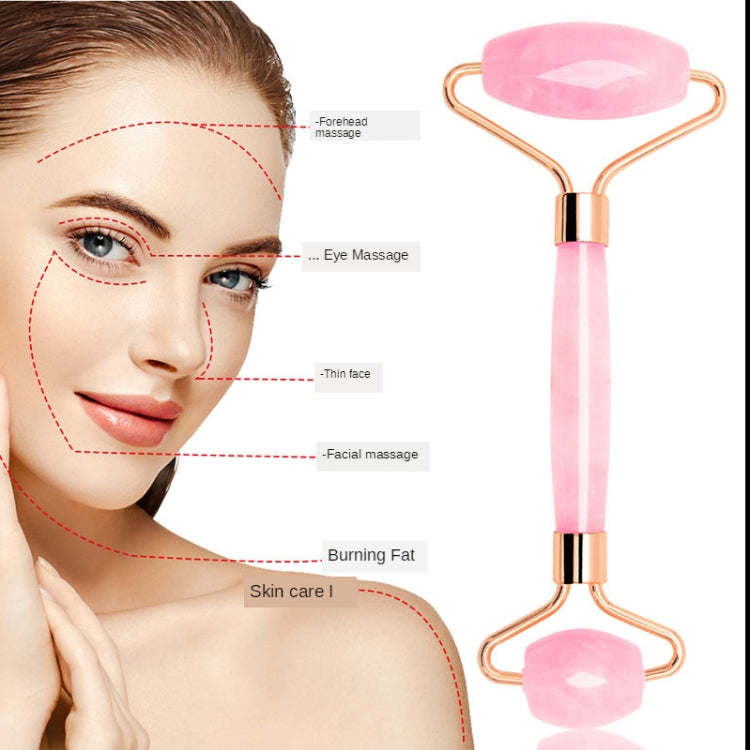 ลูกกลิ้งนวดหัวคู่ธรรมชาติRoseคริสตัลควอตซ์หยกหินป้องกันเซลลูไลท์ริ้วรอยFacial Body Beautyสุขภาพเครื่องมือ