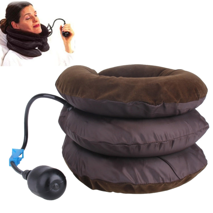 Inflatable Air คอปากมดลูกอุปกรณ์นุ่มกลับไหล่คอ Ache นวดปวดศีรษะปวดบรรเทาผ่อนคลายรั้ง, Half Cashmere (Coffee)