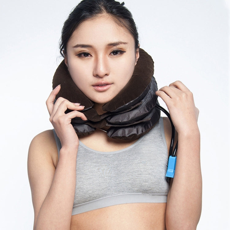 Inflatable Air คอปากมดลูกอุปกรณ์นุ่มกลับไหล่คอ Ache นวดปวดศีรษะปวดบรรเทาผ่อนคลายรั้ง, Half Cashmere (Coffee)
