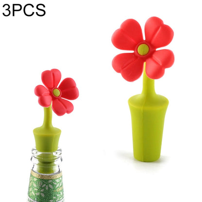 3 PCS Creative Wine เครื่องดื่มการเก็บรักษา Stopper ดอกไม้ซิลิโคนไวน์ Stopper, 3 PCS Rose Stopper, 3 PCS Red Sun Flower Beer Stopper, 3 PCS Leaf Beer Stopper