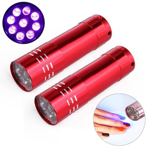 2 ชิ้นเครื่องเป่าเล็บมินิ LED ไฟฉายโคมไฟยูวีแบบพกพาสำหรับเล็บเจลเครื่องเป่าอย่างรวดเร็ว