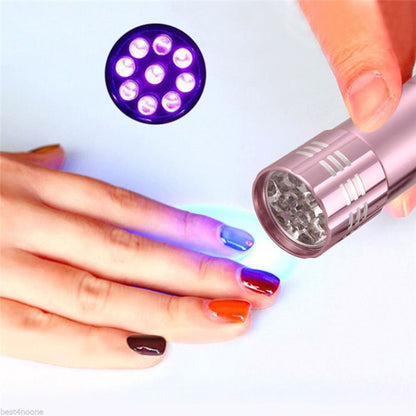 2 ชิ้นเครื่องเป่าเล็บมินิ LED ไฟฉายโคมไฟยูวีแบบพกพาสำหรับเล็บเจลเครื่องเป่าอย่างรวดเร็ว