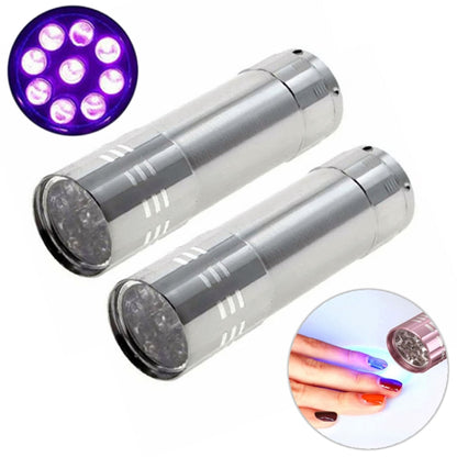 2 ชิ้นเครื่องเป่าเล็บมินิ LED ไฟฉายโคมไฟยูวีแบบพกพาสำหรับเล็บเจลเครื่องเป่าอย่างรวดเร็ว
