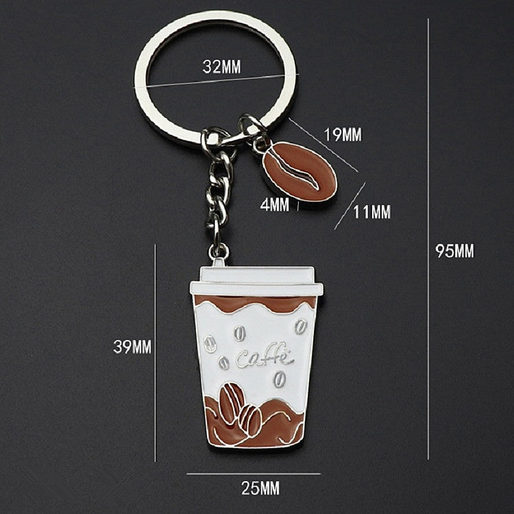 2 ชิ้นถ้วยกาแฟพวงกุญแจจี้โลหะสร้างสรรค์ของขวัญเล็กๆ, Coffee Cup Shape
