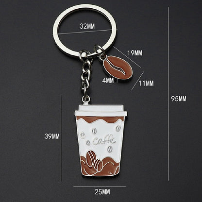 2 ชิ้นถ้วยกาแฟพวงกุญแจจี้โลหะสร้างสรรค์ของขวัญเล็กๆ, Coffee Cup Shape