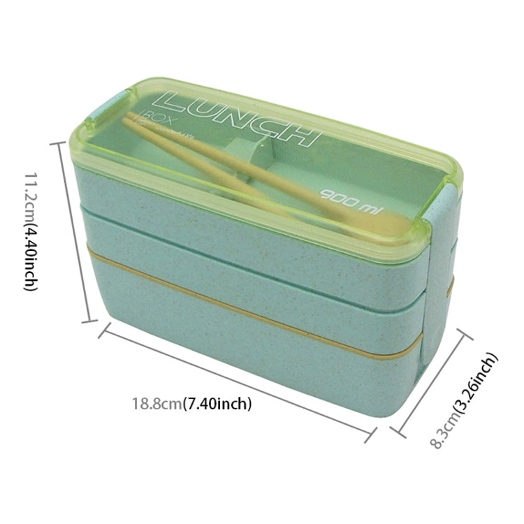 900ml 3 ชั้นกล่อง Bento กล่องอาหารกลางวันกล่องอาหารคอนเทนเนอร์ฟางข้าวสาลีวัสดุไมโครเวฟอาหารเย็นกล่องอาหารกลางวัน