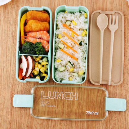900ml 3 ชั้นกล่อง Bento กล่องอาหารกลางวันกล่องอาหารคอนเทนเนอร์ฟางข้าวสาลีวัสดุไมโครเวฟอาหารเย็นกล่องอาหารกลางวัน