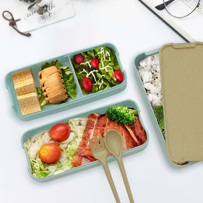 900ml 3 ชั้นกล่อง Bento กล่องอาหารกลางวันกล่องอาหารคอนเทนเนอร์ฟางข้าวสาลีวัสดุไมโครเวฟอาหารเย็นกล่องอาหารกลางวัน