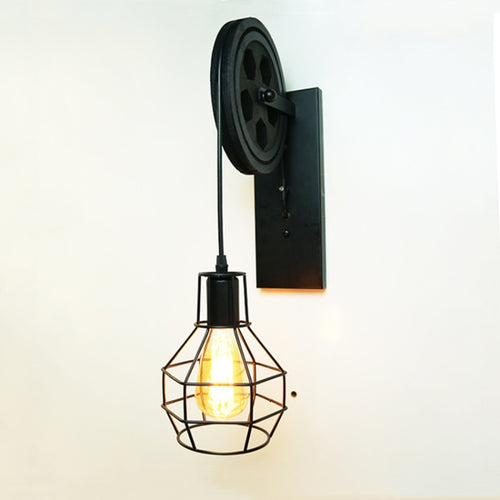 40W Grenade Retro Wrought Iron Pulley ยกโคมไฟติดผนังทางเดินระเบียงทางเดินโคมไฟ