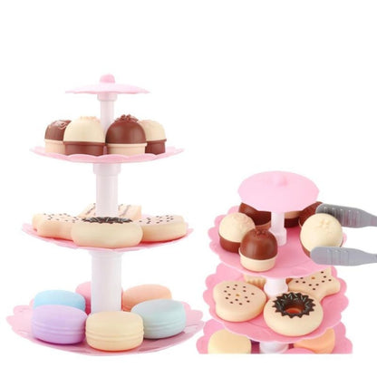 อาหารเด็กของเล่นเด็กขนมเค้กทาวเวอร์ชุดน้ำชาแกล้งทำเป็นเล่นอาหารของเล่น, Cake Desserts