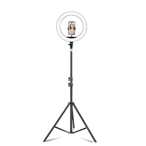 แหวน LED อุณหภูมิสีหรี่แสงได้ชุดเติมแสงถ่ายทอดสด, 14 inch+Phone Clip With 2.1m Tripod Mount, CN Plug, 18 inch+ Phone Clip With 2.1m Tripod Mount, CN Plug, 18 inch+6 Phone Clips+Microphone Pole With 2.1m Tripod Mount, CN Plug