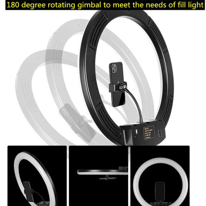 แหวน LED อุณหภูมิสีหรี่แสงได้ชุดเติมแสงถ่ายทอดสด, 14 inch+Phone Clip With 2.1m Tripod Mount, CN Plug, 18 inch+ Phone Clip With 2.1m Tripod Mount, CN Plug, 18 inch+6 Phone Clips+Microphone Pole With 2.1m Tripod Mount, CN Plug