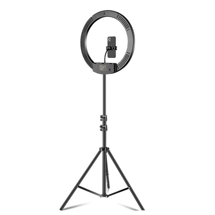 แหวน LED อุณหภูมิสีหรี่แสงได้ชุดเติมแสงถ่ายทอดสด, 14 inch+Phone Clip With 2.1m Tripod Mount, CN Plug, 18 inch+ Phone Clip With 2.1m Tripod Mount, CN Plug, 18 inch+6 Phone Clips+Microphone Pole With 2.1m Tripod Mount, CN Plug