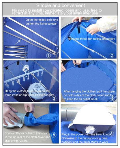 พับได้ฟรีติดตั้งเครื่องอบผ้าขนาดเล็กแบบพกพาในครัวเรือน, Mini Clothes Dryer