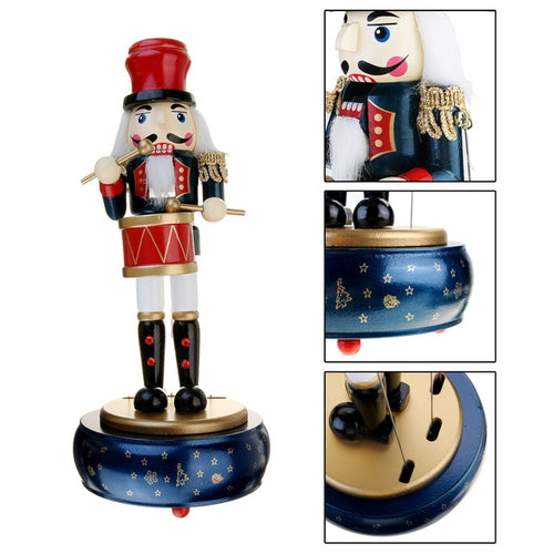 Retro ไม้ Nutcracker กลองกล่องดนตรีสำหรับของขวัญตกแต่งบ้านสไตล์วินเทจ
