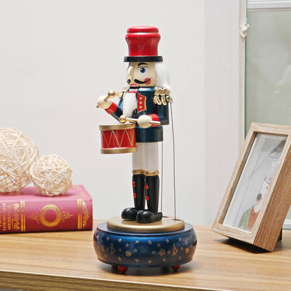 Retro ไม้ Nutcracker กลองกล่องดนตรีสำหรับของขวัญตกแต่งบ้านสไตล์วินเทจ