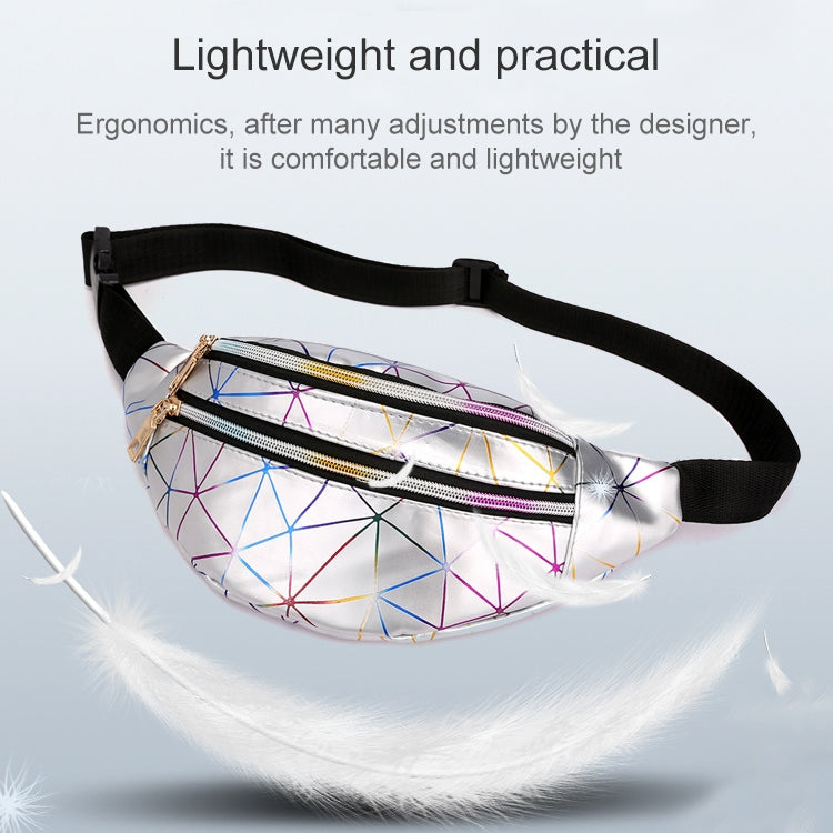 รูปแบบเลเซอร์ PU หนังเอวกระเป๋าผู้หญิง Fanny Pack กระเป๋าสะพายไหล่เดี่ยว, Double Zipper Rhombus (Black ), Double Zipper Rhombus (Pink), Double Zipper Rhombus (Sliver)