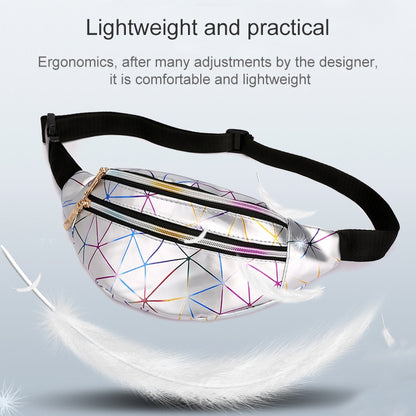รูปแบบเลเซอร์ PU หนังเอวกระเป๋าผู้หญิง Fanny Pack กระเป๋าสะพายไหล่เดี่ยว, Double Zipper Rhombus (Black ), Double Zipper Rhombus (Pink), Double Zipper Rhombus (Sliver)