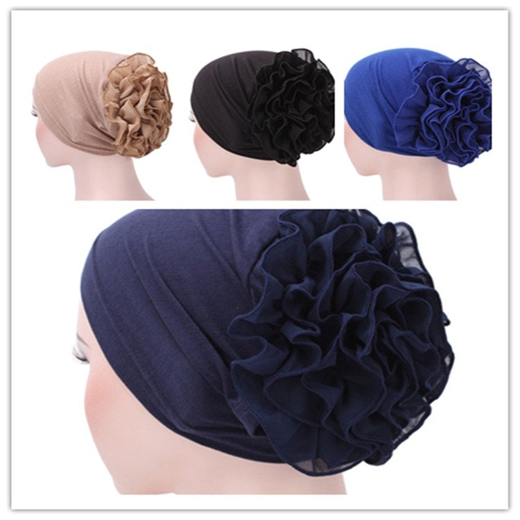 หมวกผ้าโพกหัวผ้าโพกหัวผ้าชีฟองสีทึบหมวกใหญ่, One Size