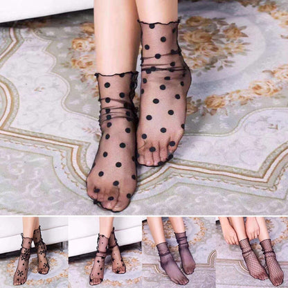 3 คู่ถุงเท้าลูกไม้ Fishnet ปักปลาผู้หญิงสุทธิถุงเท้าข้อเท้าถุงเท้าสั้น Ruffle เซ็กซี่