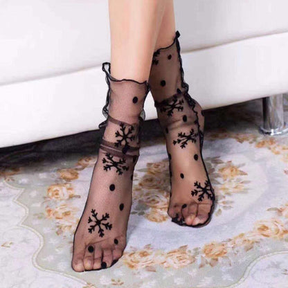 3 คู่ถุงเท้าลูกไม้ Fishnet ปักปลาผู้หญิงสุทธิถุงเท้าข้อเท้าถุงเท้าสั้น Ruffle เซ็กซี่