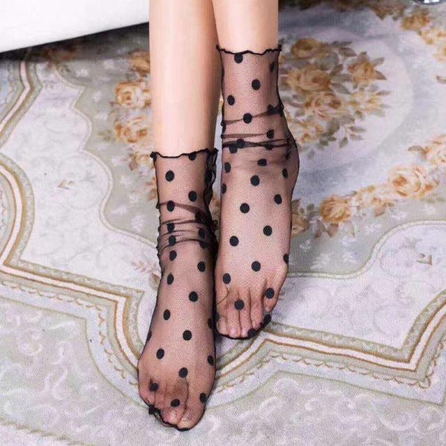 3 คู่ถุงเท้าลูกไม้ Fishnet ปักปลาผู้หญิงสุทธิถุงเท้าข้อเท้าถุงเท้าสั้น Ruffle เซ็กซี่