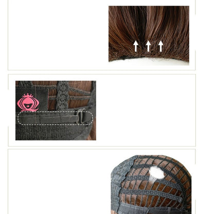 ผู้หญิงผมยาวขนสัตว์กับวิกผมปุยธรรมชาติเรียบ, Haze Blue (Black On Top ) 54CM, Cold Brown 54CM