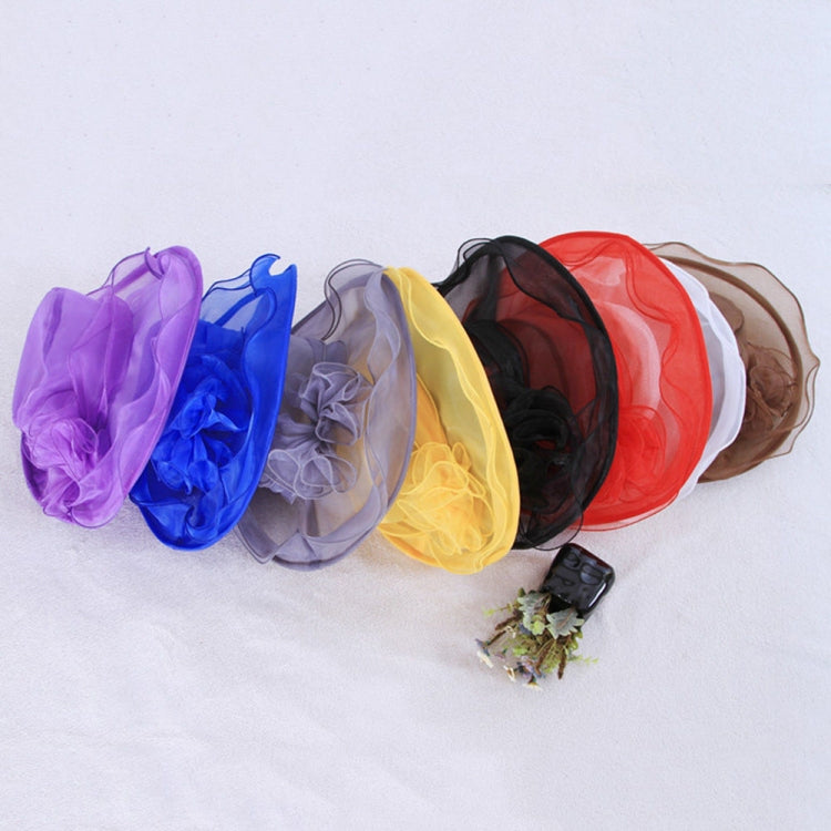 ผู้หญิงฤดูใบไม้ผลิและฤดูร้อนหมวก Organza ปีกกว้างหมวกชายหาดพับหมวกกันแดด