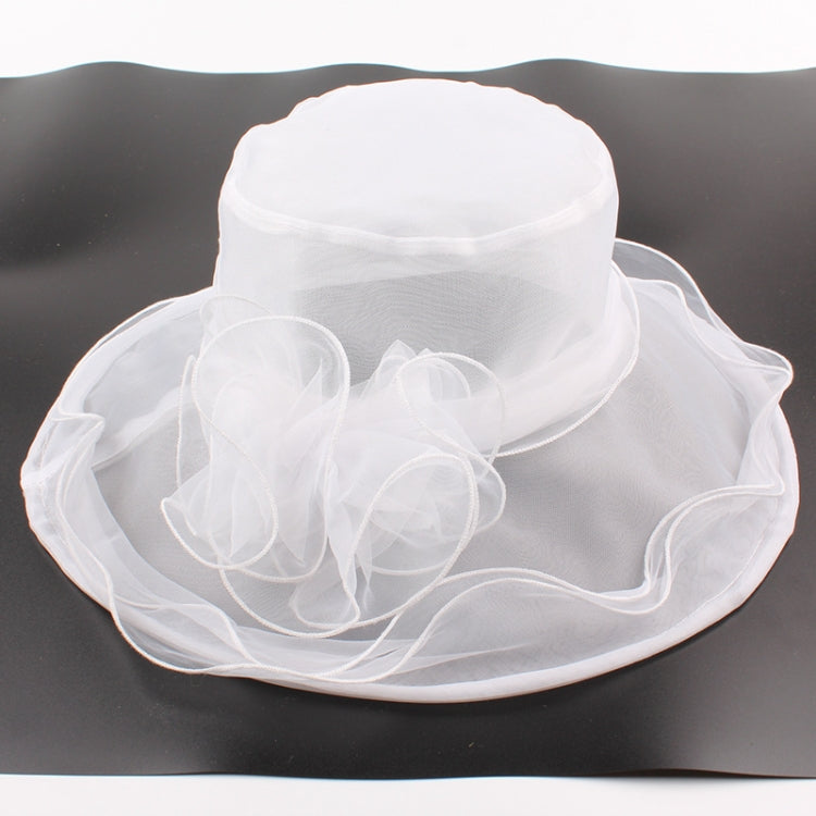 ผู้หญิงฤดูใบไม้ผลิและฤดูร้อนหมวก Organza ปีกกว้างหมวกชายหาดพับหมวกกันแดด