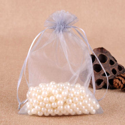 100 ชิ้นถุงของขวัญเครื่องประดับ Organza กระเป๋างานแต่งงานงานเลี้ยงวันเกิด Drawable กระเป๋า, 7X9cm