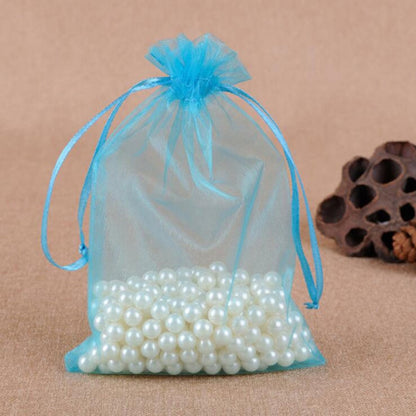 100 ชิ้นถุงของขวัญเครื่องประดับ Organza กระเป๋างานแต่งงานงานเลี้ยงวันเกิด Drawable กระเป๋า, 7X9cm