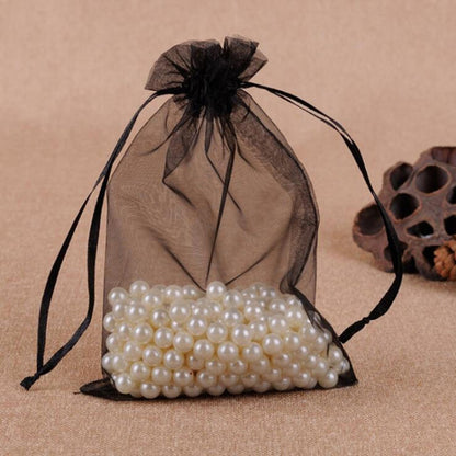 100 ชิ้นถุงของขวัญเครื่องประดับ Organza กระเป๋างานแต่งงานงานเลี้ยงวันเกิด Drawable กระเป๋า, 16X22cm, 9X12cm