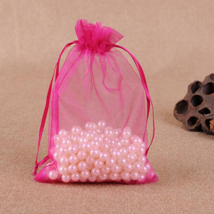 100 ชิ้นถุงของขวัญเครื่องประดับ Organza กระเป๋างานแต่งงานงานเลี้ยงวันเกิด Drawable กระเป๋า, 10x15cm